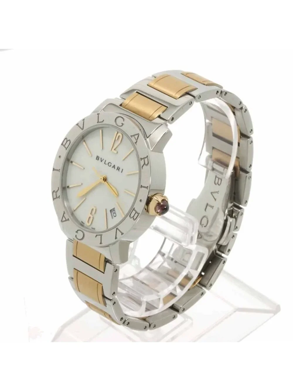 Bvlgari Watch PG Pink Gold Date White Automatic Winding